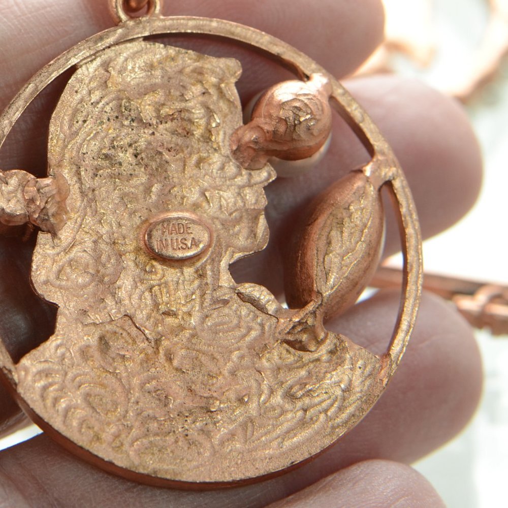 Oscar De La Renta Copper Finish Vintage Style Long Coin Necklace - Picture 6 of 9